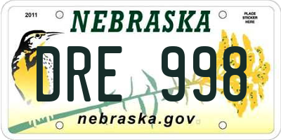NE license plate DRE998