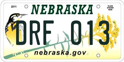NE license plate DRF013