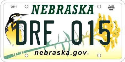 NE license plate DRF015