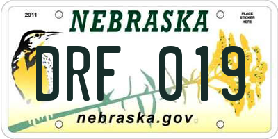 NE license plate DRF019