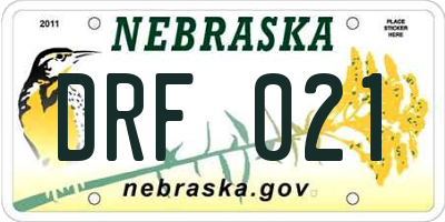 NE license plate DRF021