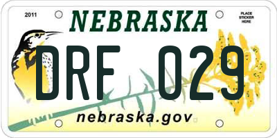 NE license plate DRF029