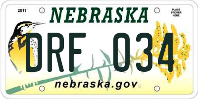 NE license plate DRF034