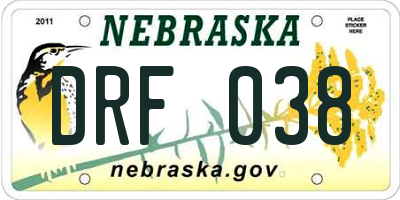 NE license plate DRF038