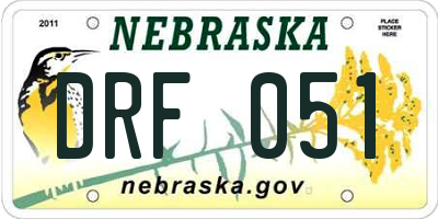 NE license plate DRF051