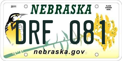 NE license plate DRF081