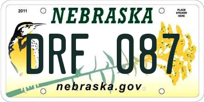 NE license plate DRF087