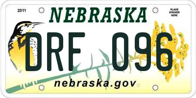 NE license plate DRF096