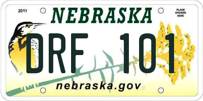 NE license plate DRF101