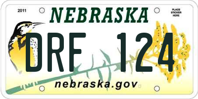 NE license plate DRF124