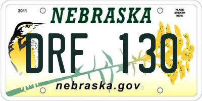 NE license plate DRF130