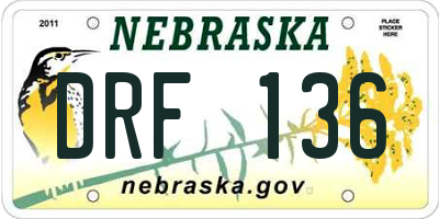 NE license plate DRF136