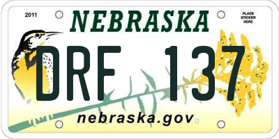 NE license plate DRF137