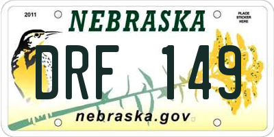 NE license plate DRF149