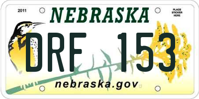 NE license plate DRF153