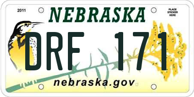 NE license plate DRF171