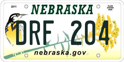 NE license plate DRF204
