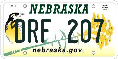NE license plate DRF207