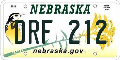 NE license plate DRF212