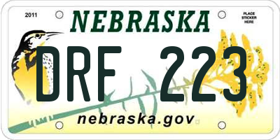 NE license plate DRF223
