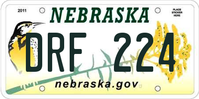 NE license plate DRF224