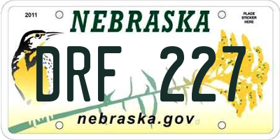NE license plate DRF227