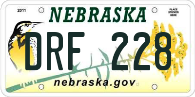 NE license plate DRF228