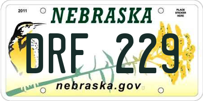 NE license plate DRF229