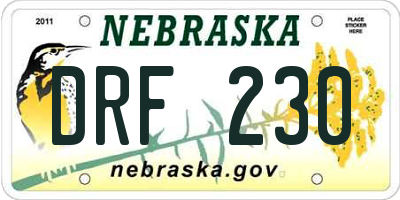 NE license plate DRF230