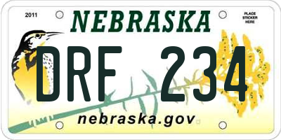 NE license plate DRF234