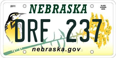 NE license plate DRF237