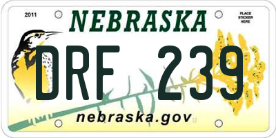 NE license plate DRF239