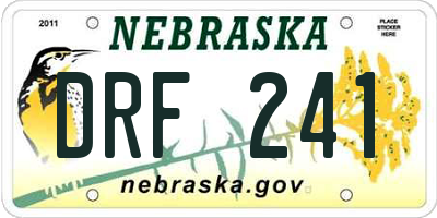 NE license plate DRF241