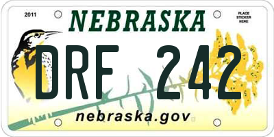 NE license plate DRF242
