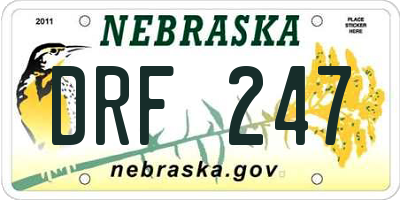 NE license plate DRF247