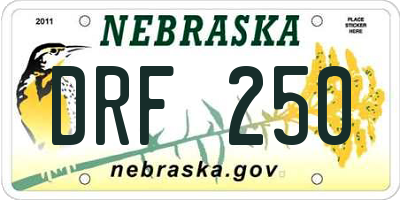 NE license plate DRF250