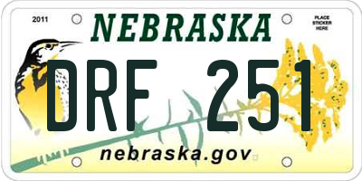 NE license plate DRF251