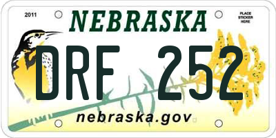 NE license plate DRF252