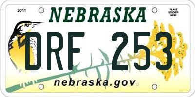 NE license plate DRF253