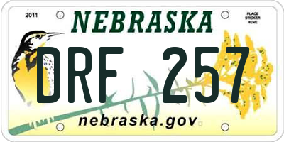 NE license plate DRF257