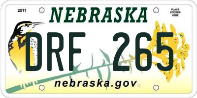 NE license plate DRF265