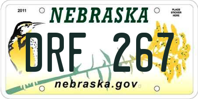 NE license plate DRF267