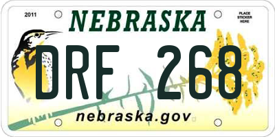 NE license plate DRF268