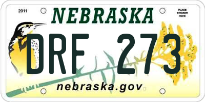 NE license plate DRF273