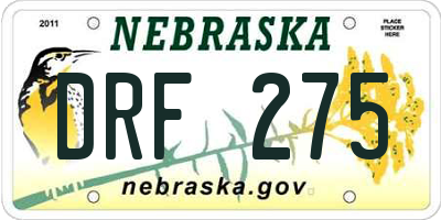 NE license plate DRF275