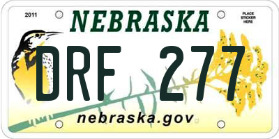 NE license plate DRF277