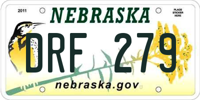 NE license plate DRF279