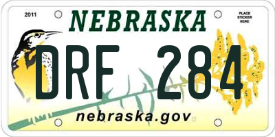 NE license plate DRF284