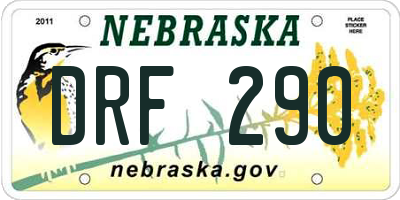 NE license plate DRF290