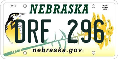 NE license plate DRF296